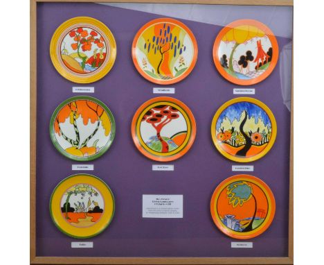 The bizarre Living Landscapes of Clarice Cliff, framed and mounted, comprising; Bridgewater, Windbells, Summerhouse, Honolulu