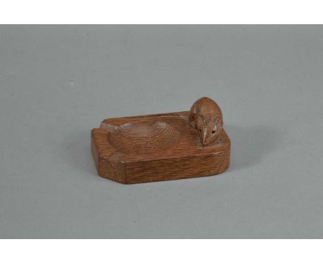 Workshop of Robert 'Mouseman' Thompson, an oak ashtray, 10cm x 7.5cm