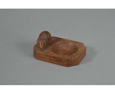 Workshop of Robert 'Mouseman' Thompson, an oak ashtray, 10cm x 7.5cm