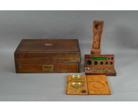 A late 19th century oak cutlery box, with brass carry handles, lift open top, with a frieze drawer with inset handles 42cm wi
