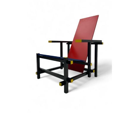 After Gerrit Rietveld (1888-1964) - 'Red and Blue Chair', in red, blue, black and yellow finish Dimensions: Height:&nbsp;89cm