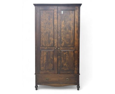 Marks & Spencer - dark wood double wardrobe, fitted with single drawer, on turned feetDimensions: Height:&nbsp;193cm&nbsp; Le