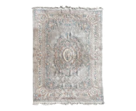 Chinese washed woollen pale ground carpet with overall floral design Dimensions: Length/Width:&nbsp;373cm&nbsp; Depth/Diamete