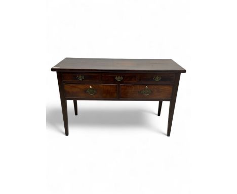 19th century mahogany side table, rectangular top over five drawers, on square tapering supports Dimensions: Height:&nbsp;83c