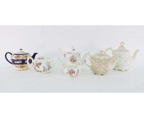 Collection of teapots&nbsp;to include two green decorated Bargeware-style teapots, a Carltonware-style yellow teapot with gre