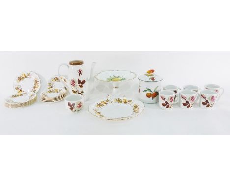 Camelot Ironstone Washington pottery part tea service, a comport, ornaments, assorted prints, carved elephant bookends, large