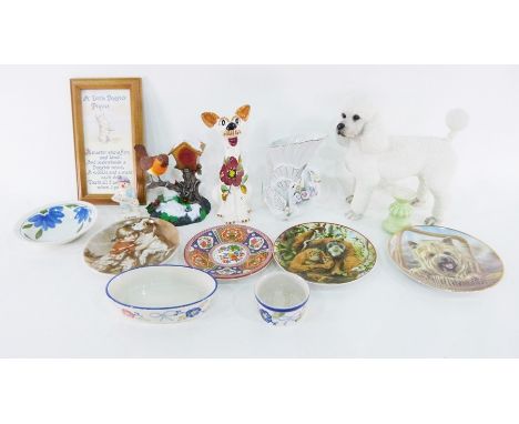 Resin model&nbsp;of a poodle, a pottery model&nbsp;of a comical dog, other ornaments, a mirror, a clock, model&nbsp;of a robi