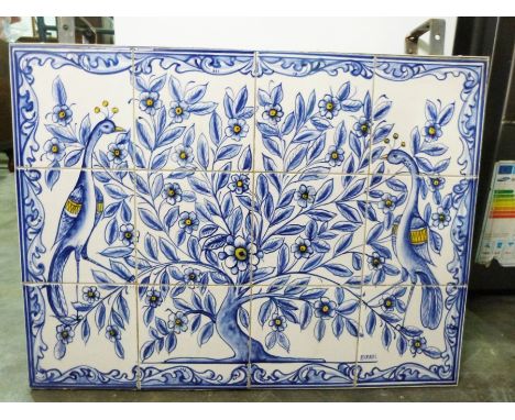 Tile back&nbsp;with metal fixings for behind a cooker or similar, 46cm x 61cm
