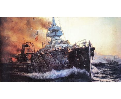Colour print
Naval destroyer at sea, 60cm x 100cm (including frame)&nbsp;
Colour print
The Flying Scotsman, signed in margin 