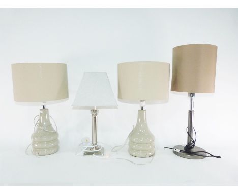 Two grey ribbed table lamps and shades, a columnar style lamp, one other and a 'Sky' HD&nbsp;box (5)