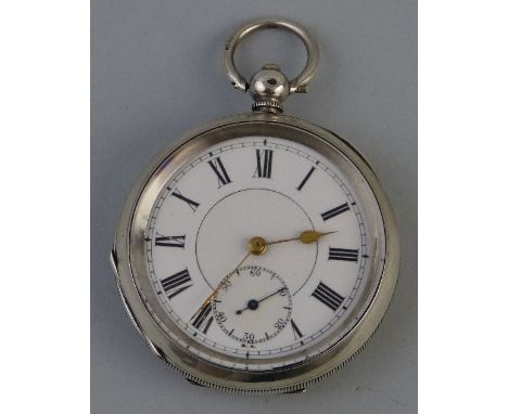 An Edwardian pocket watch, the key wind movement having white enamelled two piece dial with Roman numerals and subsidiary sec