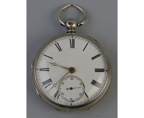 A Victorian pocket watch the key wind fusee movement inscribed "R Wright" with white enamelled dial with Roman numerals and s