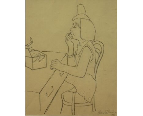 Pearl Binder (1904 - 1990), "Actress", "Make-Up Box" and "Portrait of a Lady", three charcoal pencil sketches, one monogramme