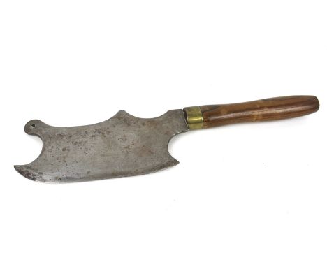 A vintage butcher's steel meat clever. With wooden handle, L41cm