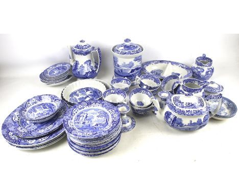 A Spode blue and white tea and dinner service in the 'Italian' pattern. Including cups and saucers, teapot, coffee pot, pie d