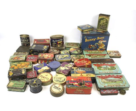 A collection of vintage tins. Including Riley's 'Bunny-Bons', Matheson McLaren & Cos tea, Moirs Granulated Soup, etc.