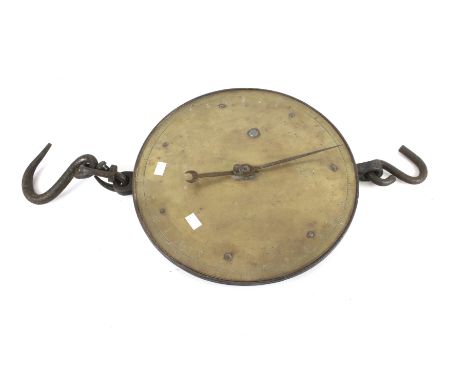 A set of vintage brass Salter Trade Spring Balance scales. No. 20T. Diameter 39cm