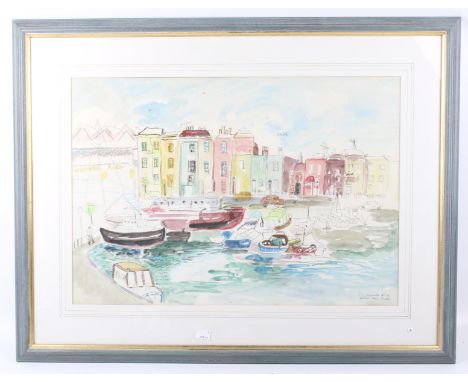A T. C. Knowles watercolour. Titled 'Bathurst basin Bristol' signed and dated '1984', 40.5cm x 57.5cm, framed and glazed