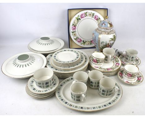 An assortment of ceramics. Including a Royal Copenhagen lamb, Royal Doulton 'Tapestry' pattern cups and saucers, boxed Royal 