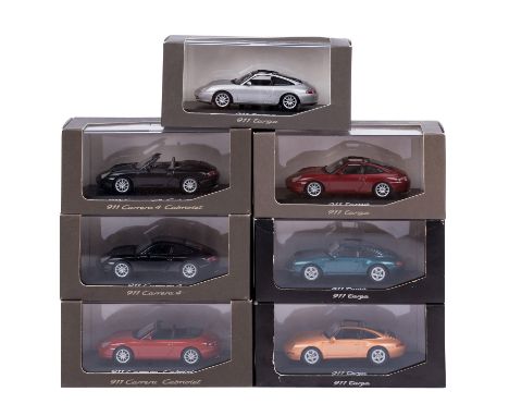 PORSCHE - Konvolut Sammlermodellautos, bestehend aus: 1.) Paul´s Model Art/ Minichamps, Porsche 911 targa, Metal 1:43, WAP 02