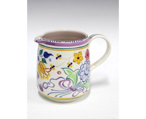 Poole pottery floral pattern jug, 14cm 