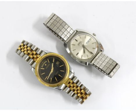 ERNEST BOREL, a Gents vintage stainless steel wristwatch and a Pulsar Gents wristwatch (2) 