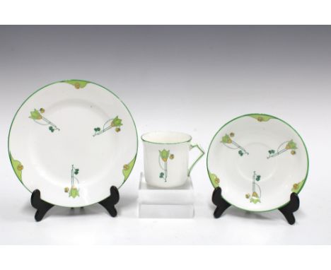 Royal China art nouveau china teacup, sauce and side plate trio (3) 