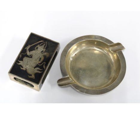 Margrett of Bangkok, Siam sterling silver matchbox cover and a Birmingham silver ashtray (2) 