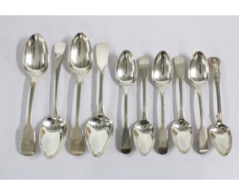 Set of ten various silver spoons (10) 