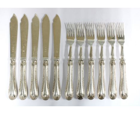 Mappin &amp; Webb silver fish knives and forks, Sheffield 1966,  (11) 