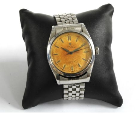 ROLEX, a Gents 1950's vintage Oyster Perpetual Precision stainless steel wristwatch with arrowhead hour markers, bubble back 