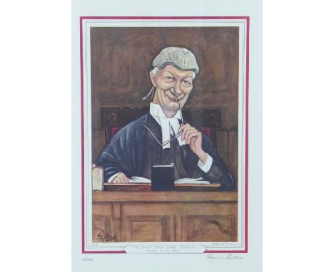 R, SALLON, THE RIGHT HONORABLE LORD DENNING MASTER OF THE ROLLS, Limited edition print 25/500, signed and framed under glass,