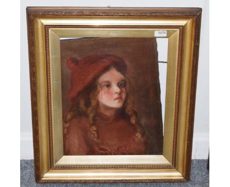 Scottish School (early 20th century), Portrait of a girl in a red beret, oil on canvas, 43cm by 34.5cm 