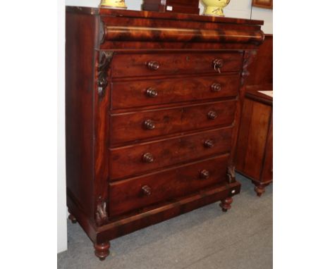 A 19th century mahogany Scotch chest, 123cm by 62cm by 153cm high 