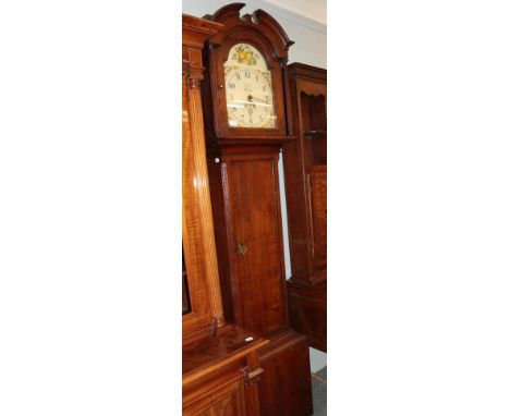 An oak thirty hour white dial longcase clock, the dial inscribed C Dixon, Hexham 