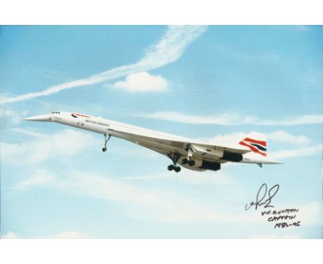 Capt Vivian Gunton. Concorde signed 12 x 8 colour photo. Captain Vivian Gunton started flying in 1958 with an RAF Flying Scho