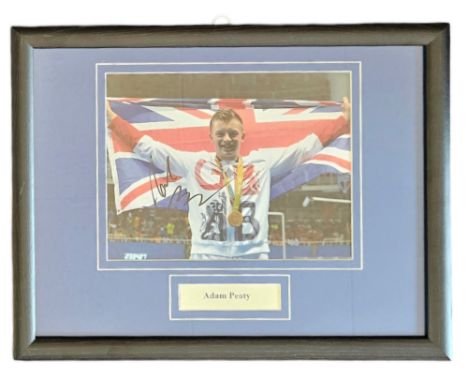 Adam Peaty signed 18x14 inch overall framed and mounted Rio Olympics colour photo. Good condition Est.