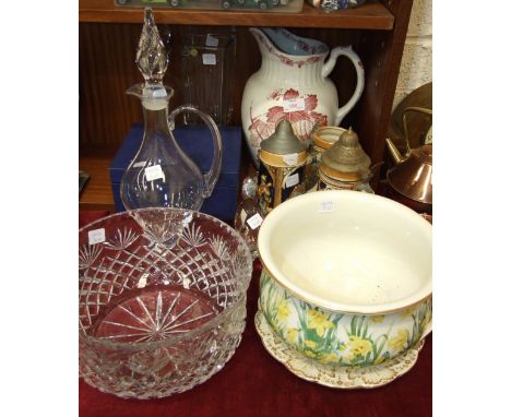 A Dartington Crystal decanter and stopper, 30cm high, (boxed), an 'Irena' lead crystal bowl, 13cm high, 25cm diameter, other 