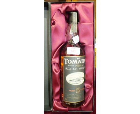 A bottle of 25-year single malt whisky, 'The Tomatin', in box, a bottle of Otard Cognac and a bottle of Bells Scotch Whisky, 