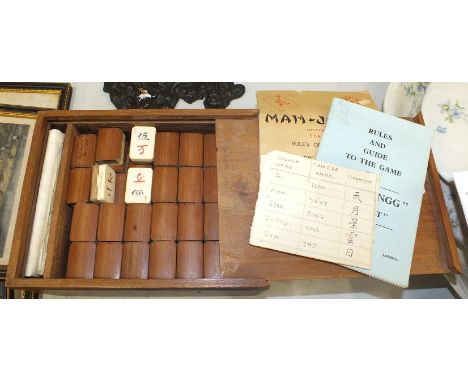 A 20th century Mah Jong set in fitted case, a 'J H Naylor, Wigan' miner's lamp, a pair of gilt frame oval convex mirrors and 