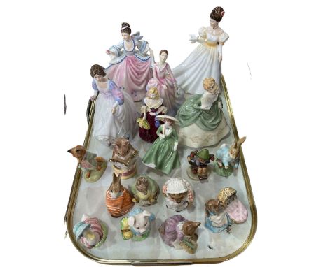 Collection of Royal Doulton ladies, Royal Albert Beatrix Potter, Beswick, Goebel, etc.
