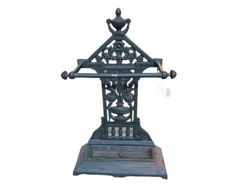 Cast iron stick stand, 84cm by 49cm.