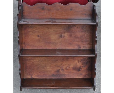 A mahogany wall mounted open three shelf Bookcase.  20" (51cms) wide.