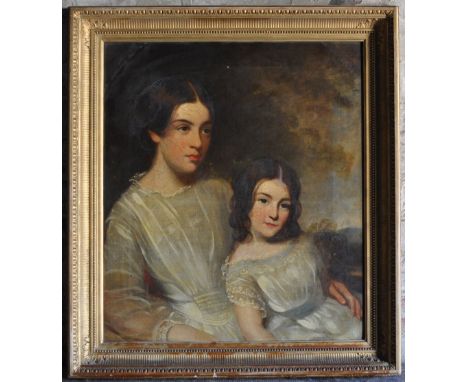 *  Circle of JOHN JAMES MASQUERIER (1778-1855): Portrait of a Girl, member of the Thomas family, holding a bunch of flowers, 
