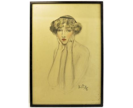 *  OLIVER SNELL; Portrait of a lady, Pencil and coloured Chalk, signed.  21" (53cms) x 14 1/2" (37cms) and three other pictur