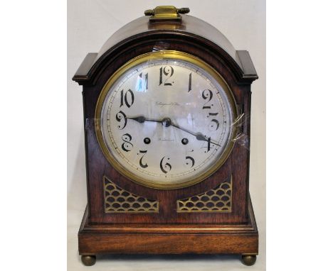 A late 19th Century Bracket Clock, the steel dial inscribed 'Collingwood & Son, Sunderland' with German movement and gong str