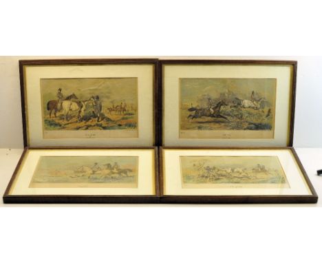 After HERRING; a set of four hunting Prints published by Vincent Brooks Day & Son, two prints of Harrow School and three othe