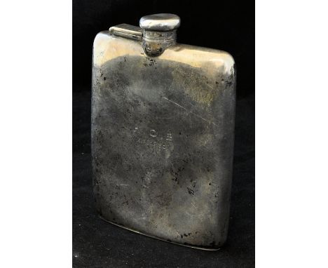 *  A silver Hip Flask engraved "H G B, XIXth Regiment", London 1914, makers: Goldsmiths & Silversmiths Company, 5.6oz.  Prove