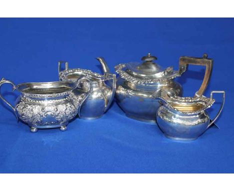 SILVER PLATED THREE PIECE TEA SERVICE
and a single sucrier (4) 