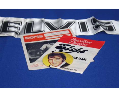 LOT OF ELVIS MEMORABILIA
including Elvis Fan Club Magazines, pin badge, scarf, etc  